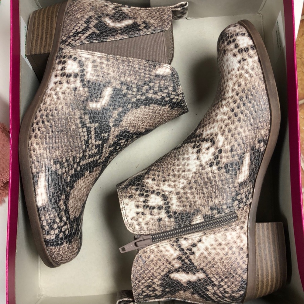 Faux snakeskin boots